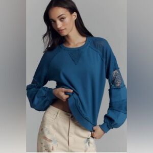 NWT ANTHROPOLOGIE LACE BALLOON-SLEEVE TOP XS